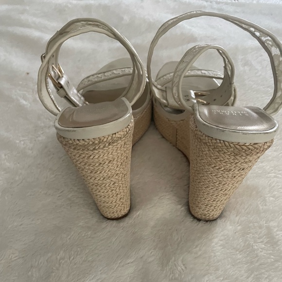 Stuart Weitzman Cream Lace Wedge Sandals - Picture 4 of 4